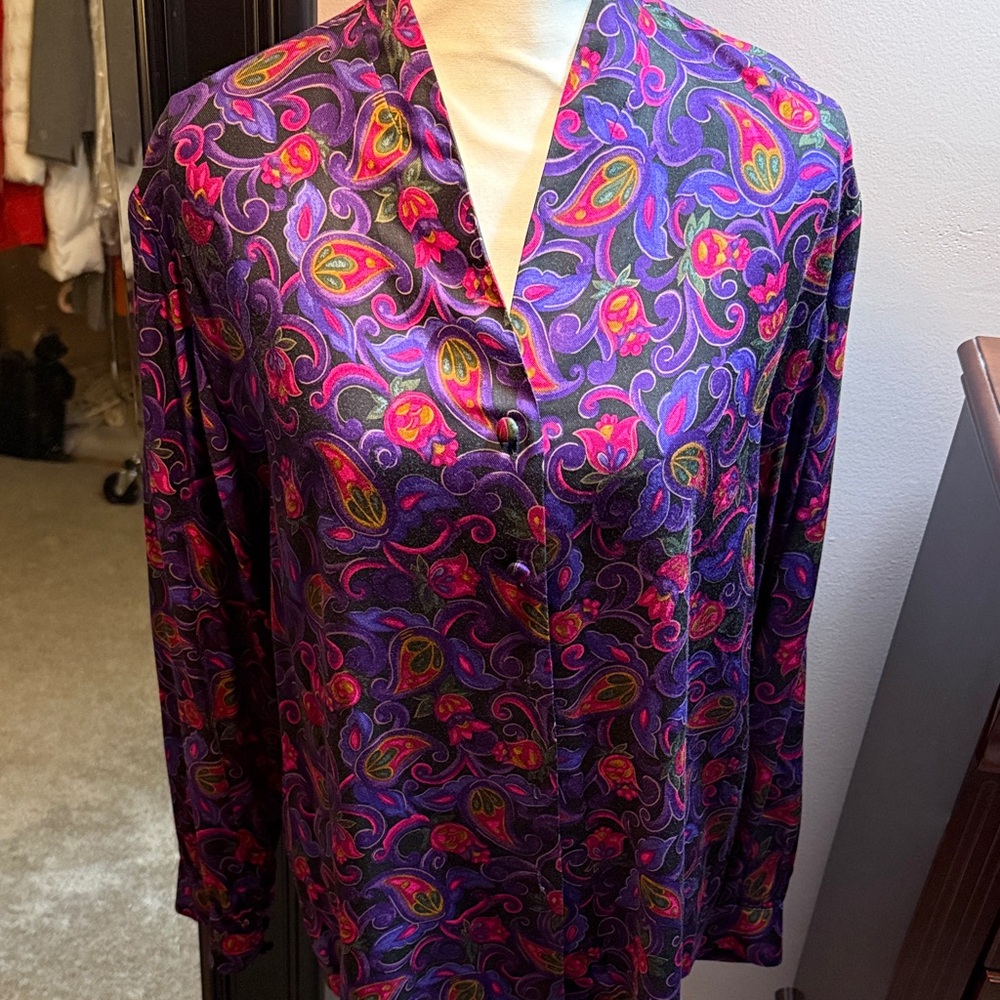 Vintage Pendleton Purple and Pink Paisley Blouse